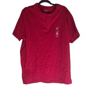 Club Room Mens Red Henley Shirt XL 100% Cotton Short Sleeve Casual Wear Made In